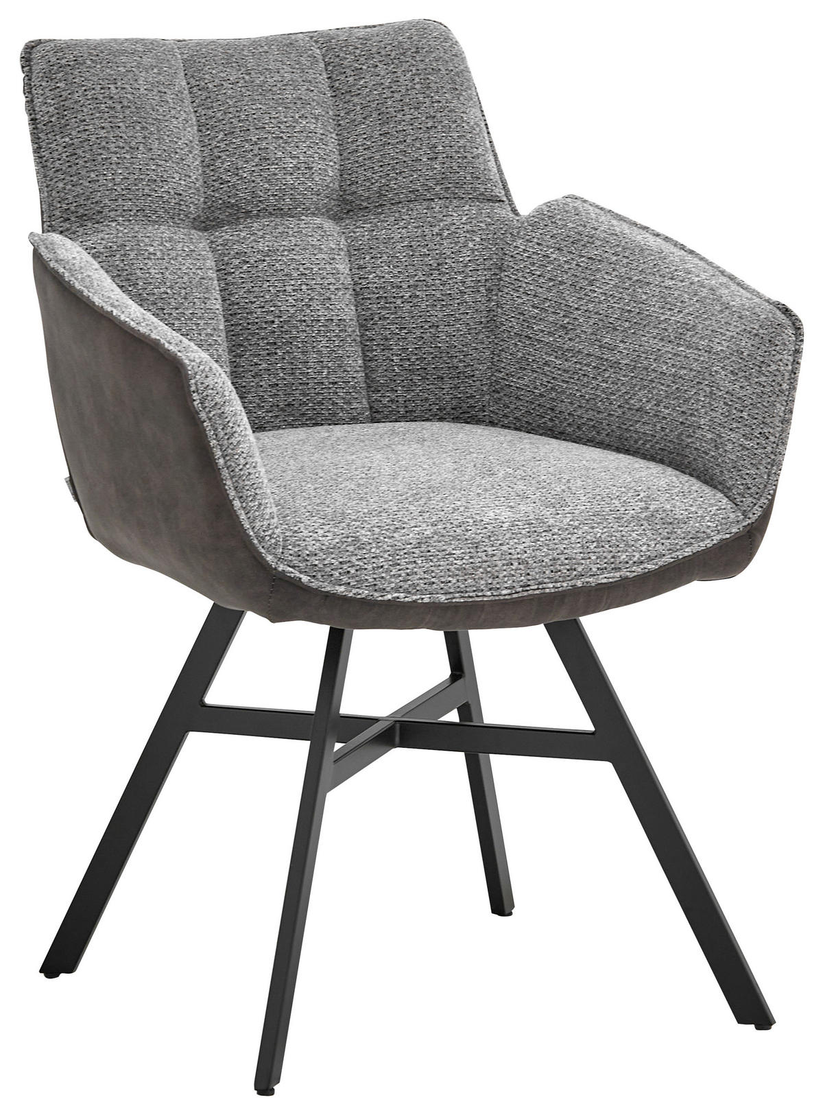 ARMLEHNSTUHL  in Eisen Chenille, Mikrofaser  - Schwarz/Grau, Design, Textil/Metall (60/84/65cm) - SetOne by Musterring