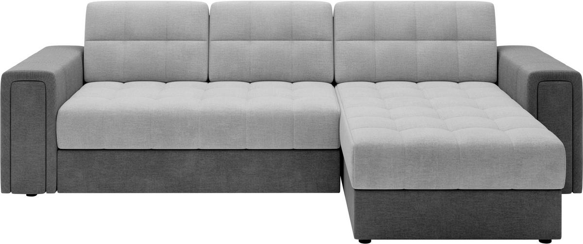ECKSOFA Samt Hellgrau, Dunkelgrau  - Dunkelgrau/Hellgrau, Design, Kunststoff/Textil (260/150cm) - MID.YOU