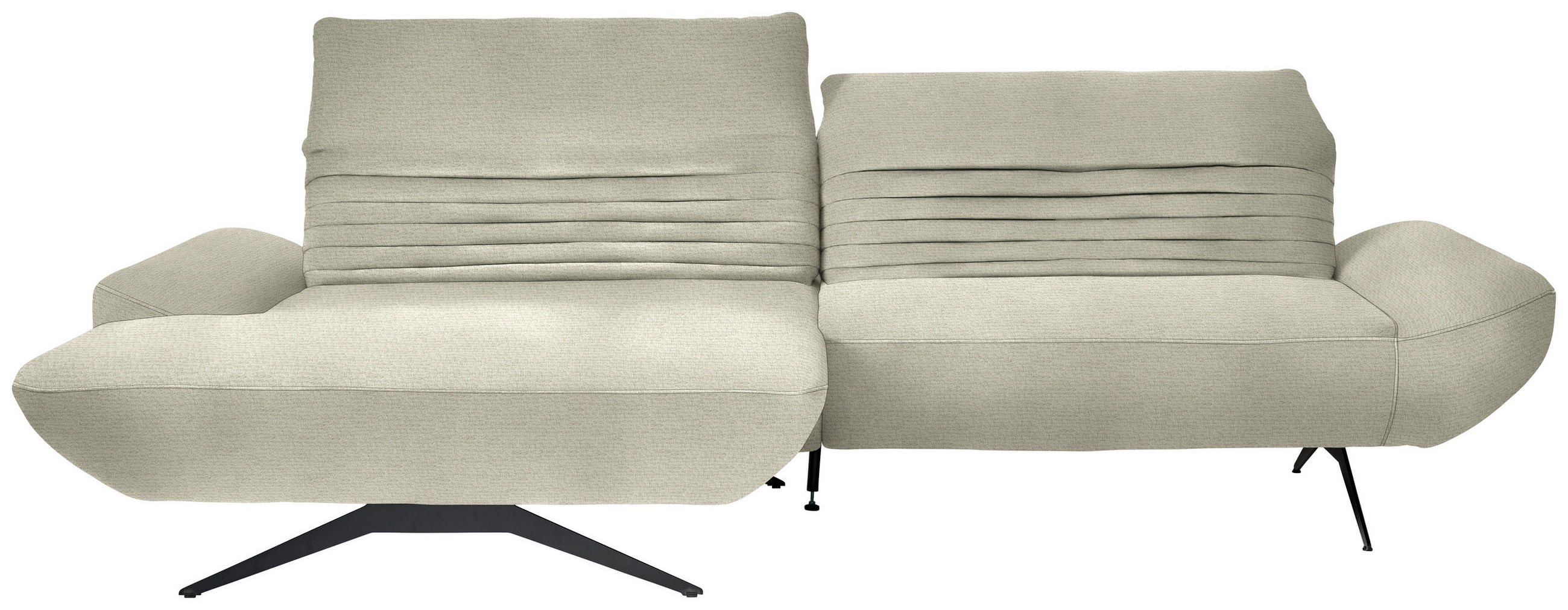 ECKSOFA Chenille Beige  - Beige/Schwarz, Design, Textil/Metall (170-195/280cm) - Dieter Knoll