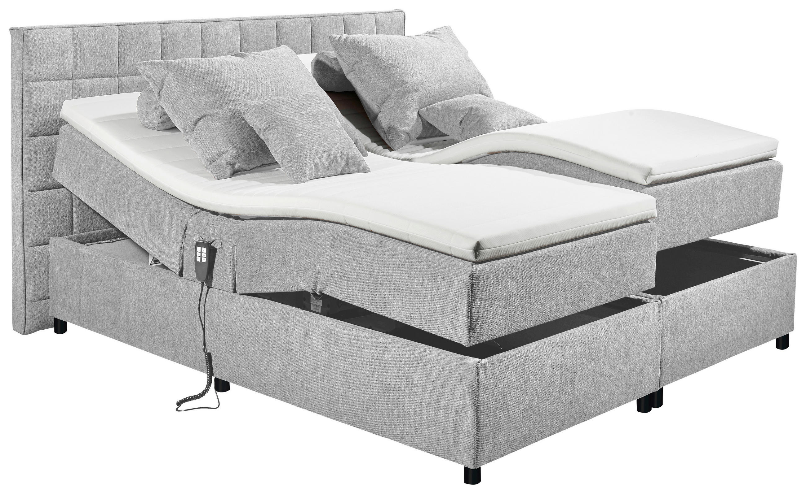 BOXSPRING-ÁGY 180/200 cm  világosszürke  - világosszürke/ezüstszínű, Basics, műanyag/faalapú anyag (180/200cm) - MID.YOU
