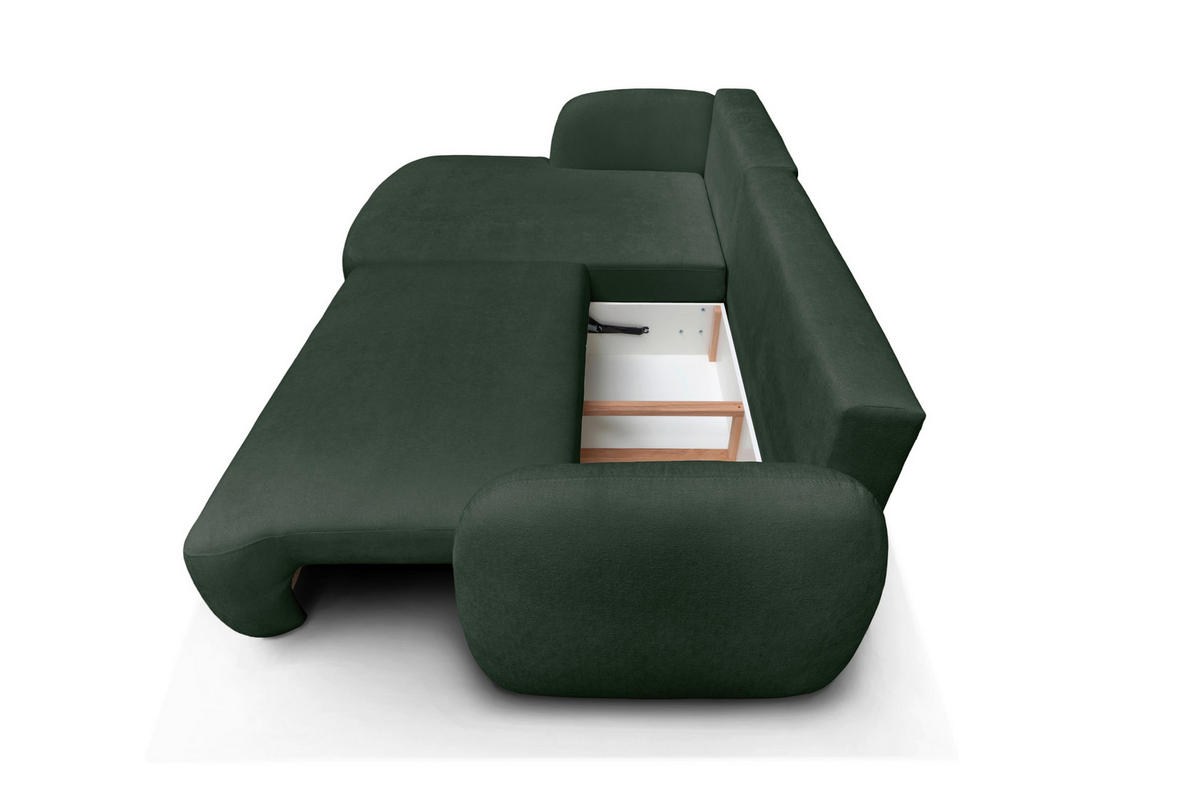 ECKSOFA VELU Grün Chenille  - Schwarz/Grün, Design, Textil (175cm) - MID.YOU