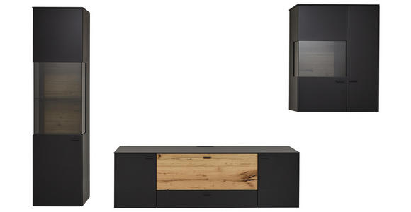 WOHNWAND in Anthrazit, Eichefarben - Eichefarben/Anthrazit, Design, Glas/Holz (308,8/196,8/49,2cm) - Dieter Knoll