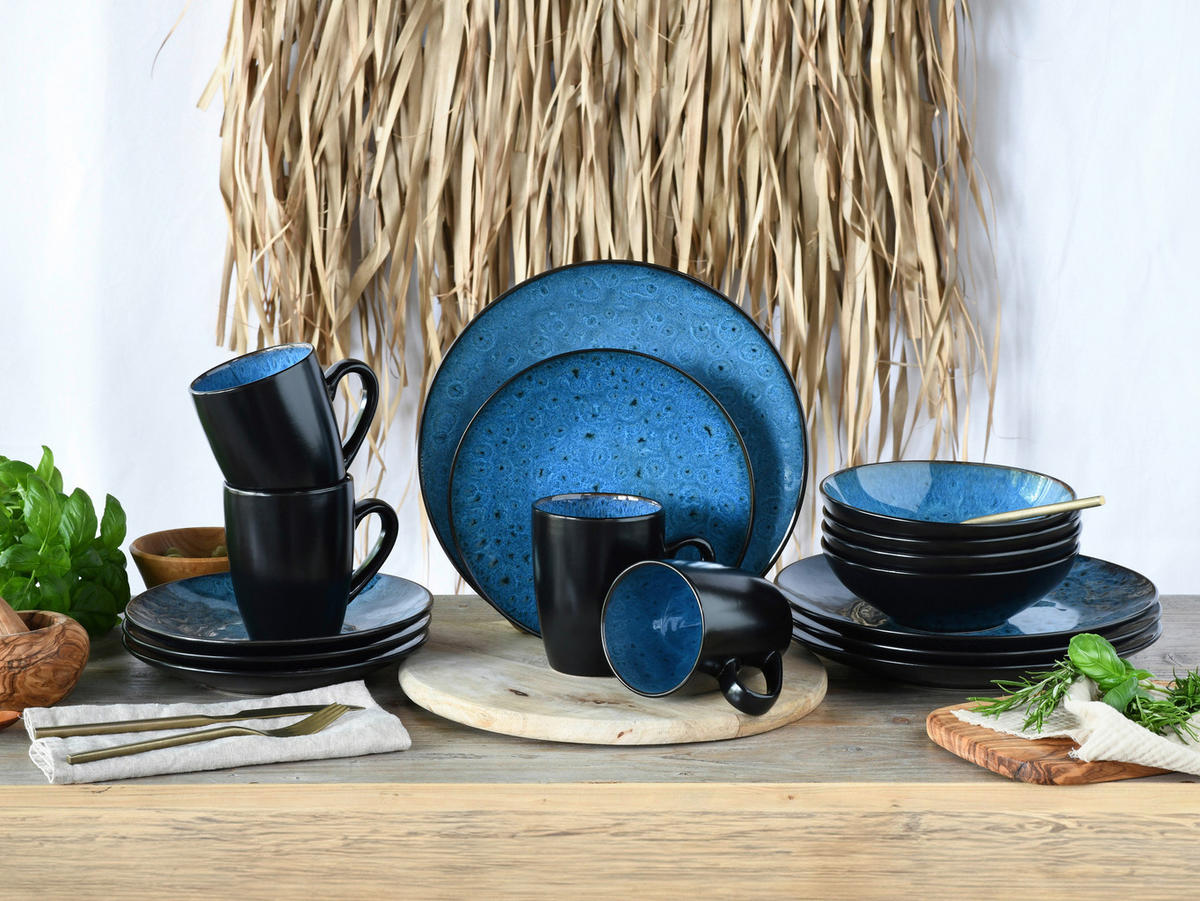KOMPLETT SERVIS Capri 16 delar  - blå/mörkblå, Trend, keramik (40/26/31cm) - Creatable