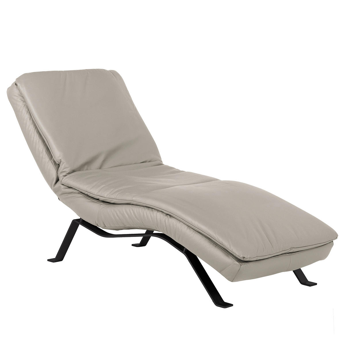 RELAXLIEGE Echtleder Platinfarben  - Platinfarben/Schwarz, Design, Leder/Metall (65/95/171cm) - Celina Home