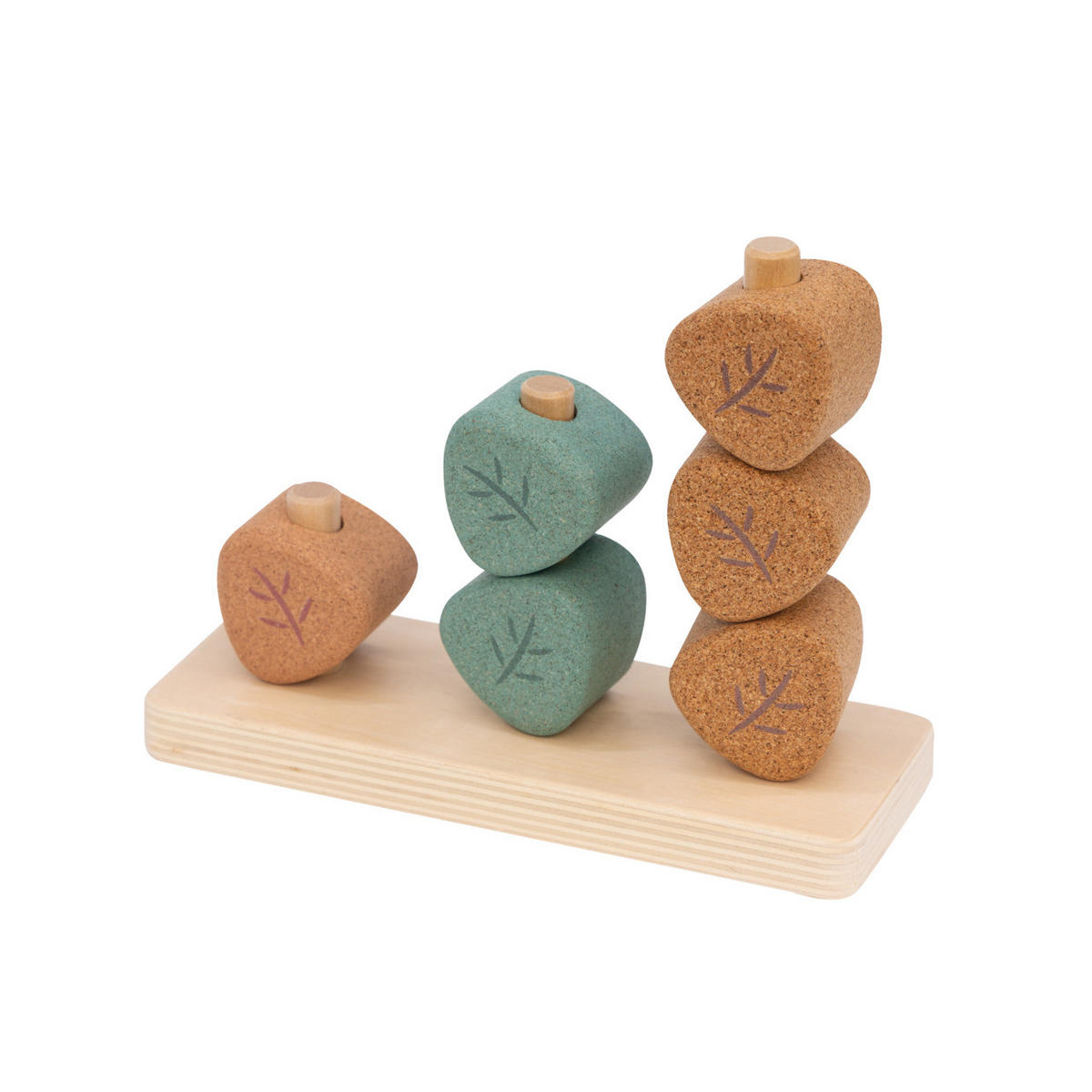 STAPELTURM Korko  - Hellbraun/Grün, Basics, Holz (0,26kg)