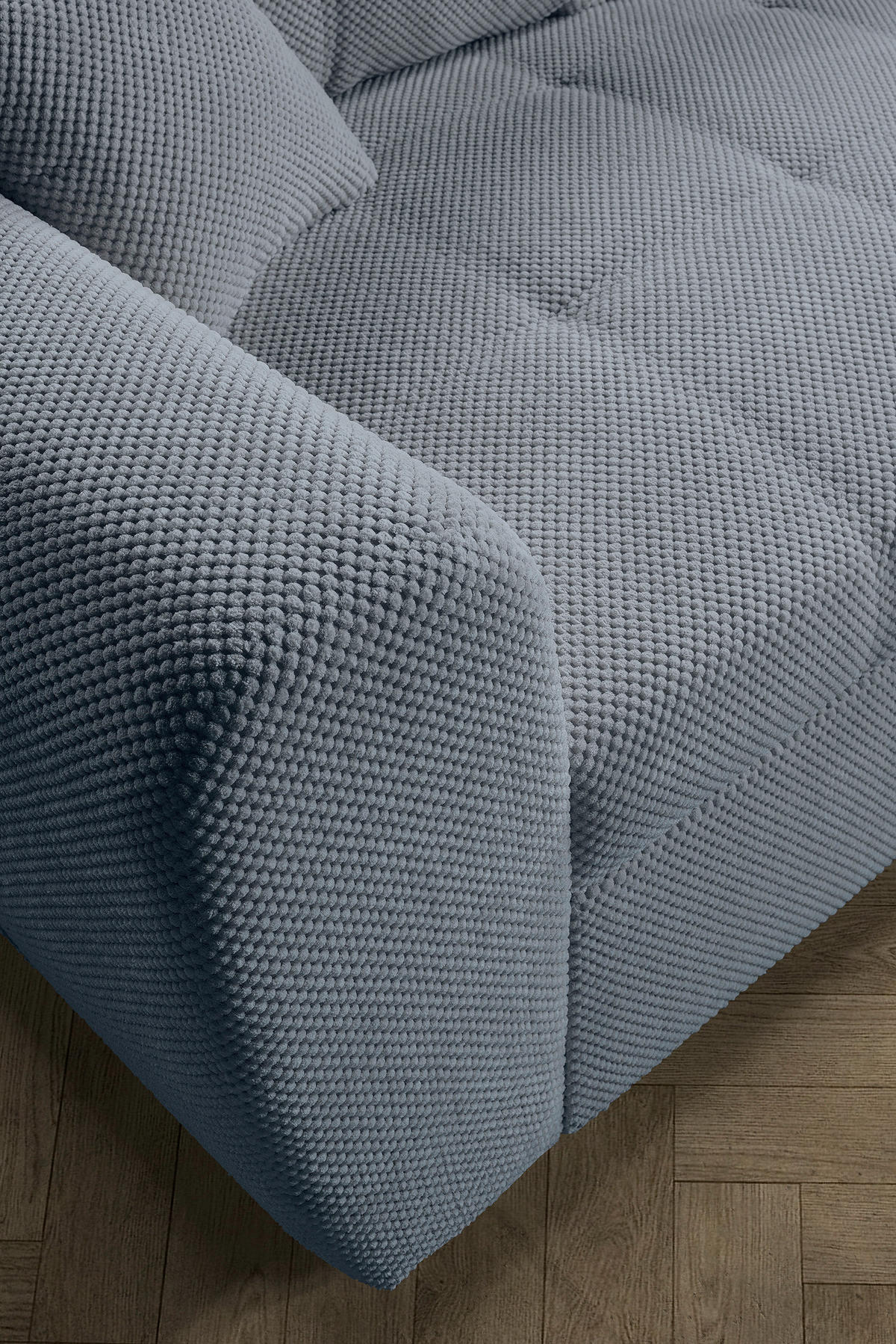 ECKSOFA Blaugrau Plüsch  - Blaugrau/Schwarz, KONVENTIONELL, Kunststoff/Textil (249/175cm) - Carryhome
