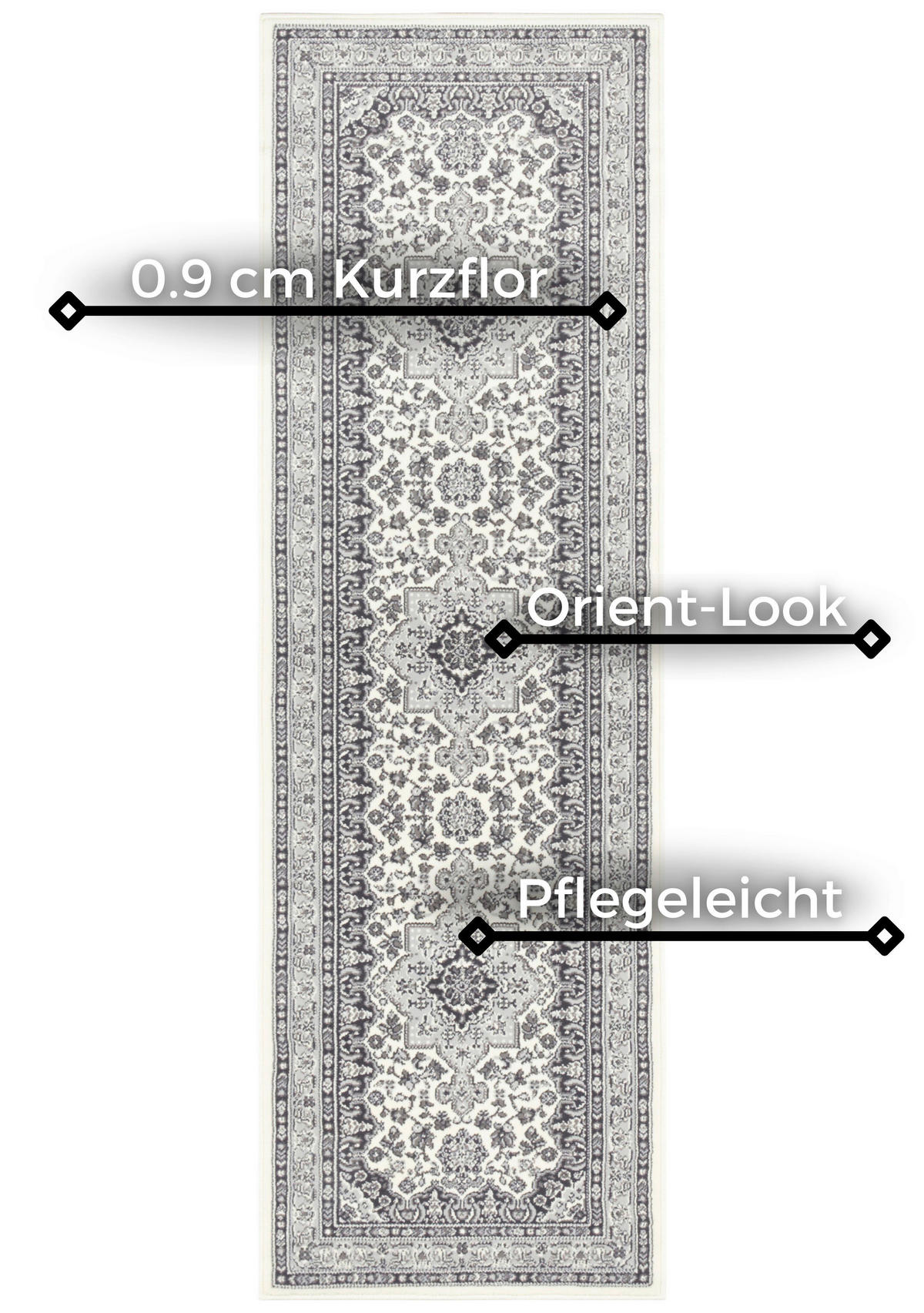 LÄUFER 80/250 cm Mirkan  - Creme/Grau, Basics, Kunststoff/Textil (80/250cm)