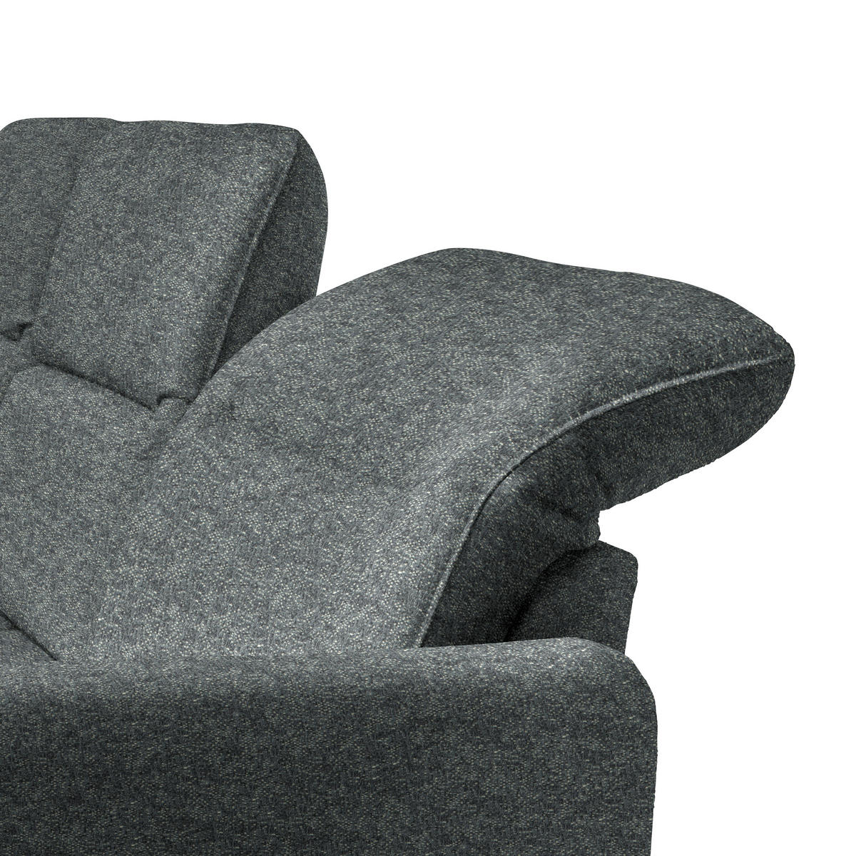 ECKSOFA Grau Chenille  - Schwarz/Grau, KONVENTIONELL, Textil/Metall (190/254cm) - Livetastic