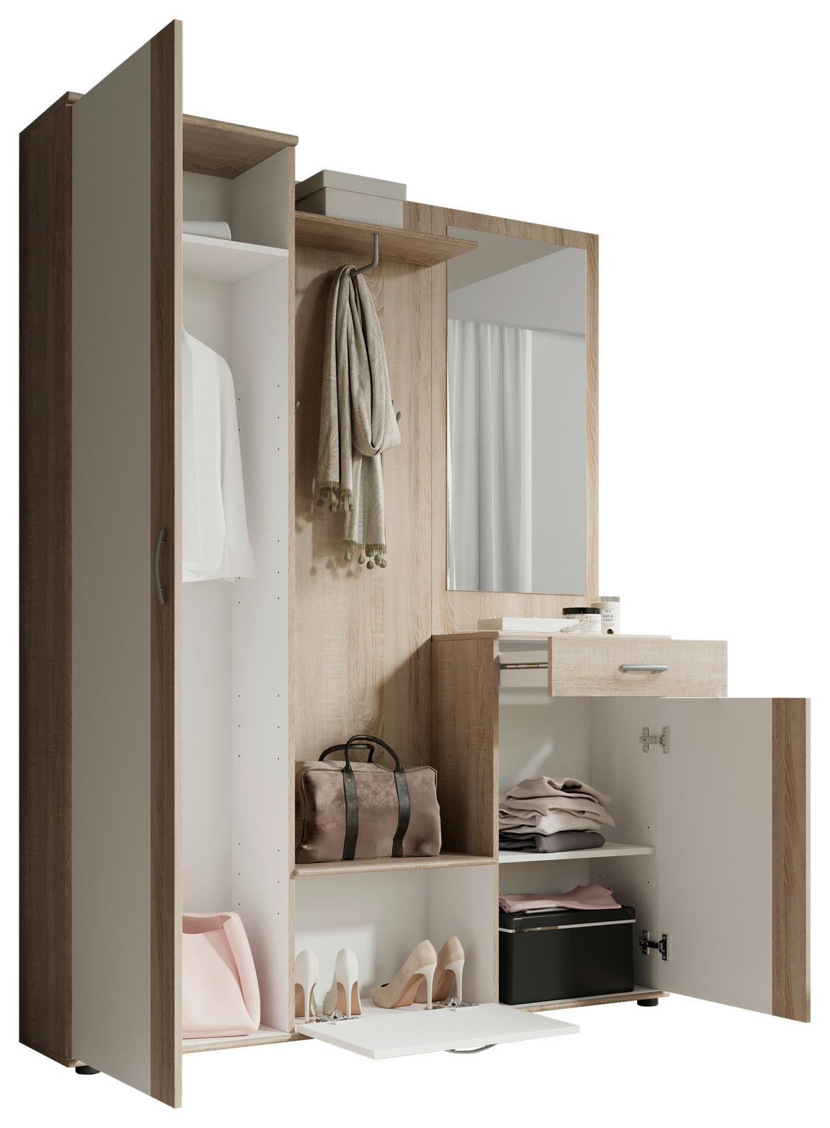 PREDSIEŇOVÝ NÁBYTOK, 145/188/30 cm - biela/dub sonoma, Konventionell, kompozitné drevo (145/188/30cm) - Carryhome