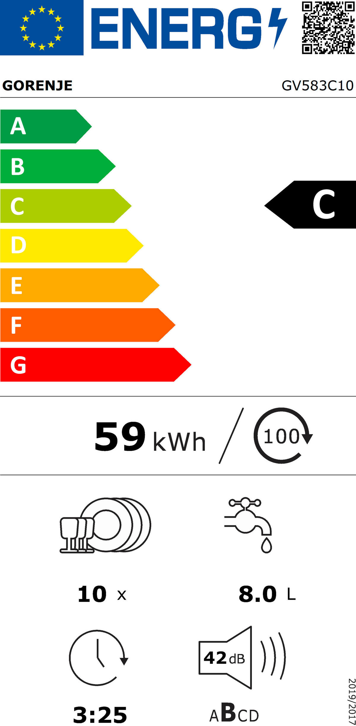 GESCHIRRSPÜLER GV583C10  - Weiß, Basics, Metall (44,8/81,5/55cm) - Gorenje