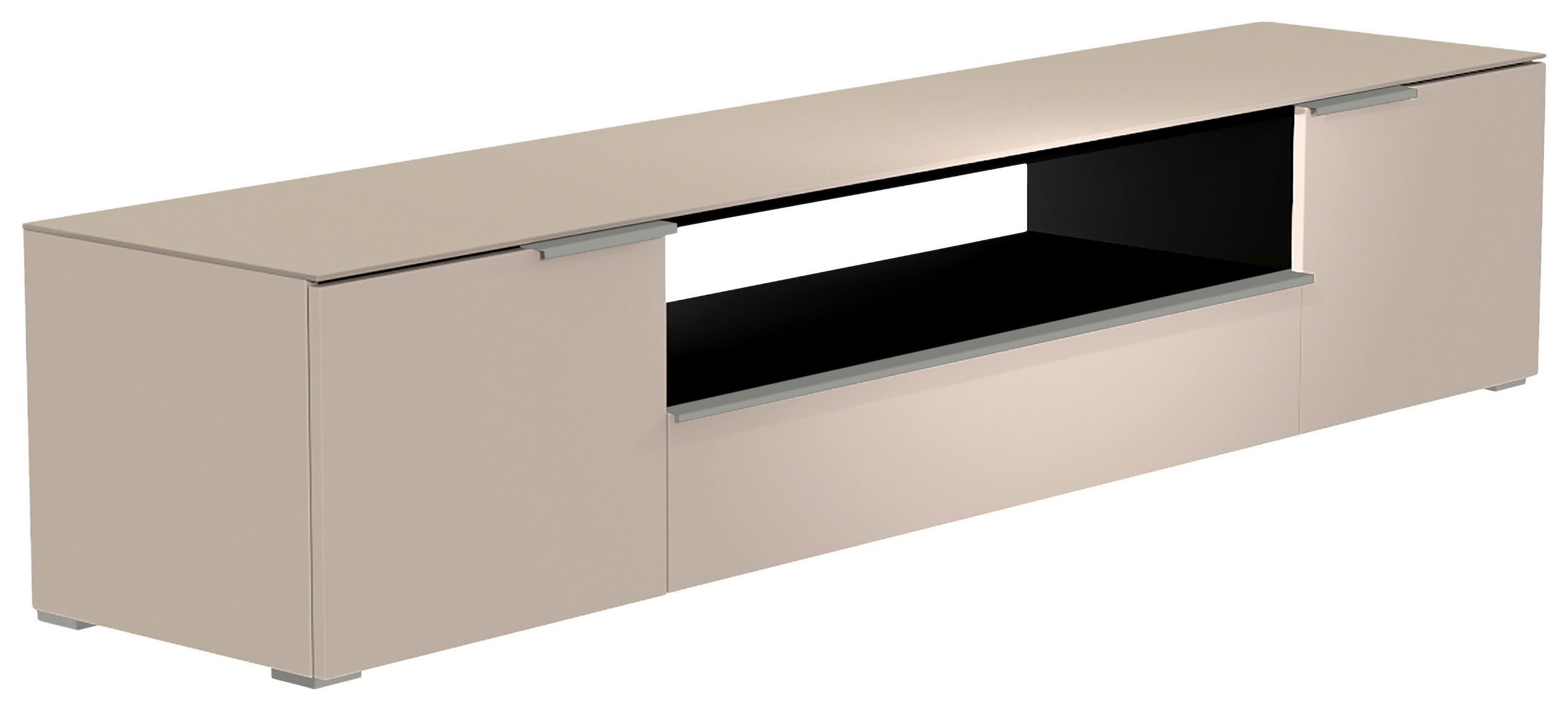 LOWBOARD  in 210/43/45 cm  - Sandfarben/Alufarben, Design, Glas/Holzwerkstoff (210/43/45cm) - Moderano