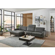 ECKSOFA Anthrazit Echtleder Kopfteilverstellung  - Anthrazit/Schwarz, Design, Leder/Metall (179/323cm) - Dieter Knoll