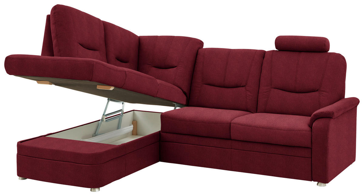 ECKSOFA  in Chenille Rot  185/235 cm  - Rot/Schwarz, KONVENTIONELL, Kunststoff/Textil (185/235cm) - Beldomo Comfort