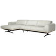 ECKSOFA in Echtleder Weiß  163/305 cm  - Eichefarben/Schwarz, Design, Leder/Holz (163/305cm) - Novel