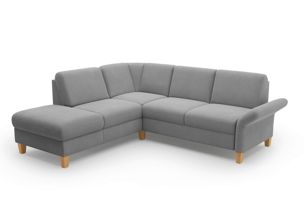 ECKSOFA ROCHELLE E Grau Flachgewebe  - Eichefarben/Grau, KONVENTIONELL, Holz/Textil (216/240cm) - Sit & More