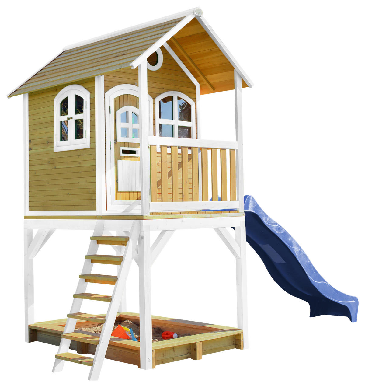 SPIELTURM 370/291/191 cm SPIELTURM SARAH  - Blau/Weiss, Konventionell, Holz/Kunststoff (370/291/191cm)