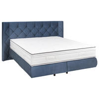 BOXSPRINGBETT 200/200 cm,  in Blau, Matratze, unterschiedliche Matratzenhärtegrade je Bettseite, H3 + H4 = fest + sehr fest  - Blau/Schwarz, Konventionell, Holz/Holzwerkstoff (200/200cm) - Dieter Knoll