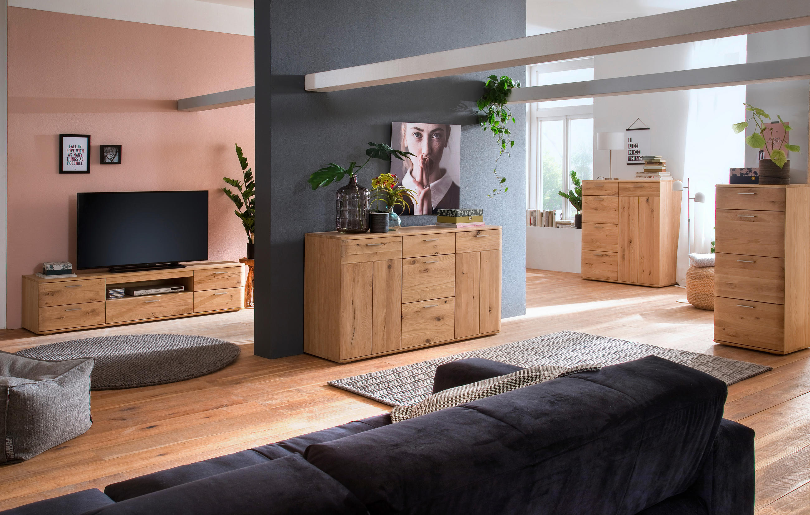 SIDEBOARD  in 150/84/44 cm  - Eichefarben/Nickelfarben, Natur, Holz/Holzwerkstoff (150/84/44cm)