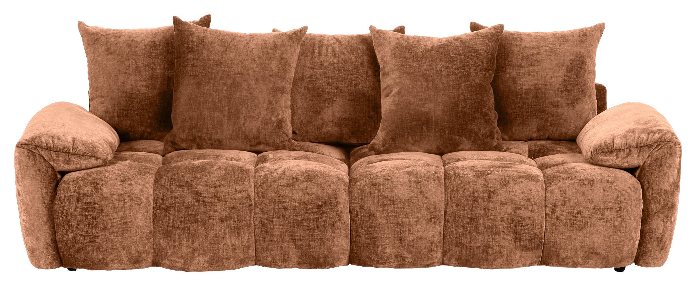 BIGSOFA Chenille Rostfarben  - Rostfarben/Schwarz, Design, Kunststoff/Textil (265/67/130cm) - home24