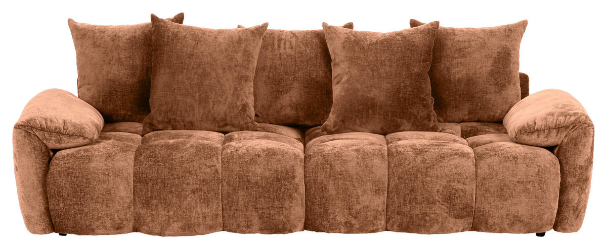 BIGSOFA in Chenille Rostfarben  - Rostfarben/Schwarz, Design, Kunststoff/Textil (265/67/130cm) - home24