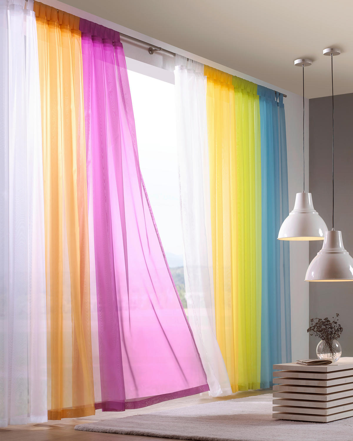 SCHLAUFENVORHANG transparent  - Blau, Basics, Textil (140cm) - Boxxx