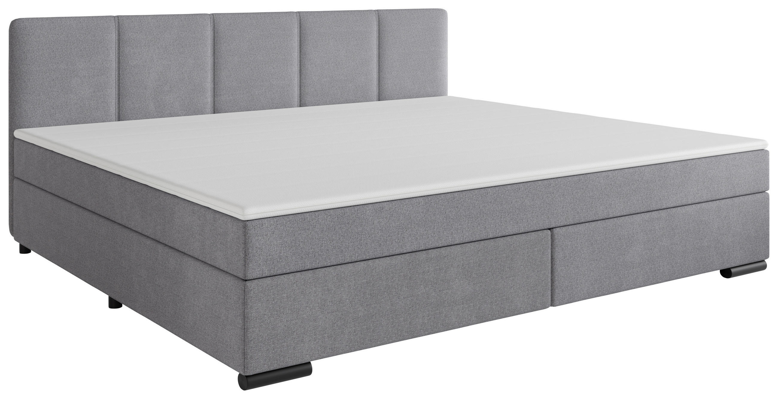 BOXSPRINGBETT 240/200 cm  in Hellgrau  - Hellgrau/Schwarz, MODERN, Karton/Holz (240/200cm) - MID.YOU