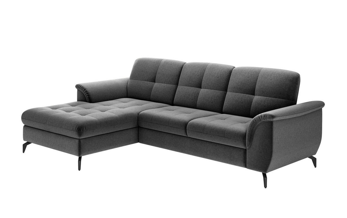 ECKSOFA ZORA E Dunkelgrau Flachgewebe  - Dunkelgrau/Schwarz, MODERN, Textil/Metall (164/262cm) - Sit & More