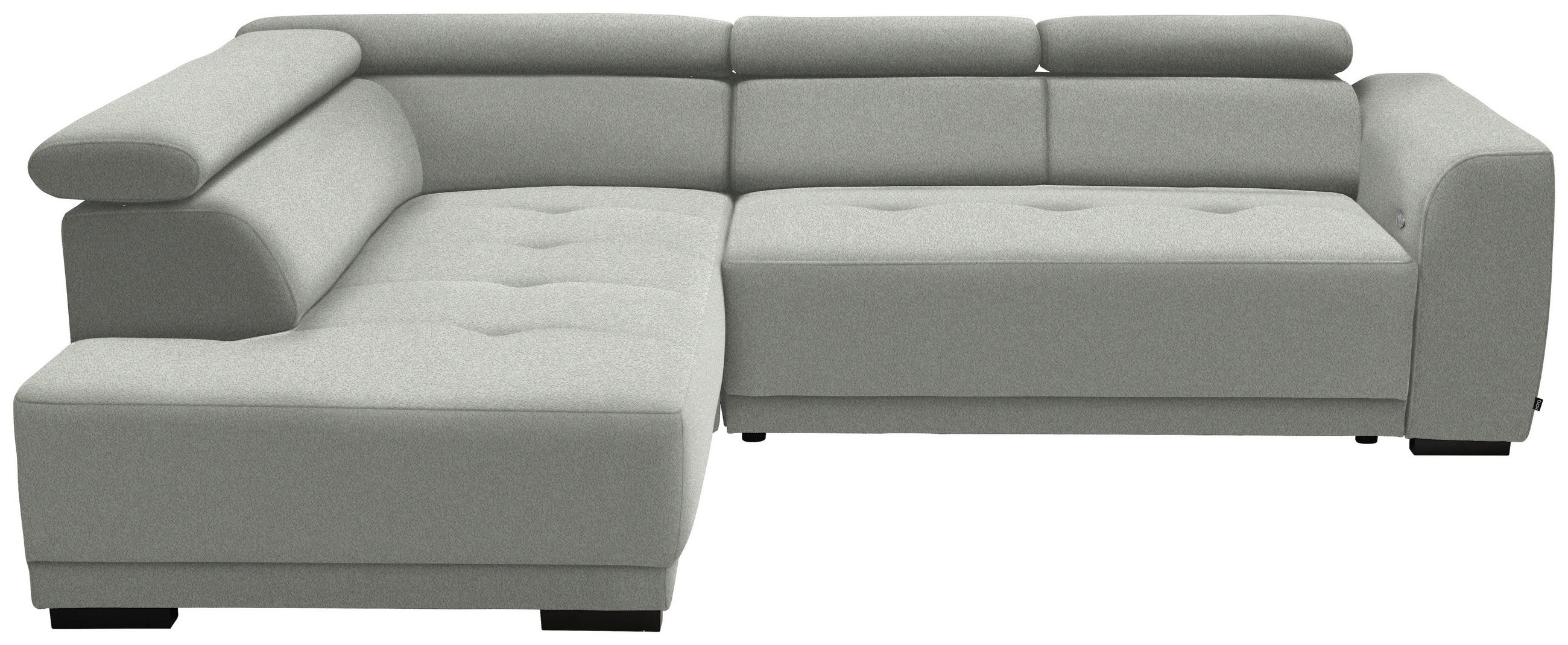ECKSOFA in Chenille Alabasterfarben  - Alabasterfarben/Schwarz, Design, Kunststoff/Textil (205/284cm) - MID.YOU