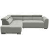 ECKSOFA in Chenille Alabasterfarben  - Alabasterfarben/Schwarz, Design, Kunststoff/Textil (205/284cm) - MID.YOU
