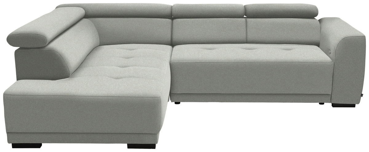 ECKSOFA in Chenille Alabasterfarben  - Alabasterfarben/Schwarz, Design, Kunststoff/Textil (205/284cm) - MID.YOU