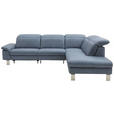 ECKSOFA in Echtleder Blaugrau  - Edelstahlfarben/Blaugrau, Design, Leder/Metall (309/233cm) - Dieter Knoll