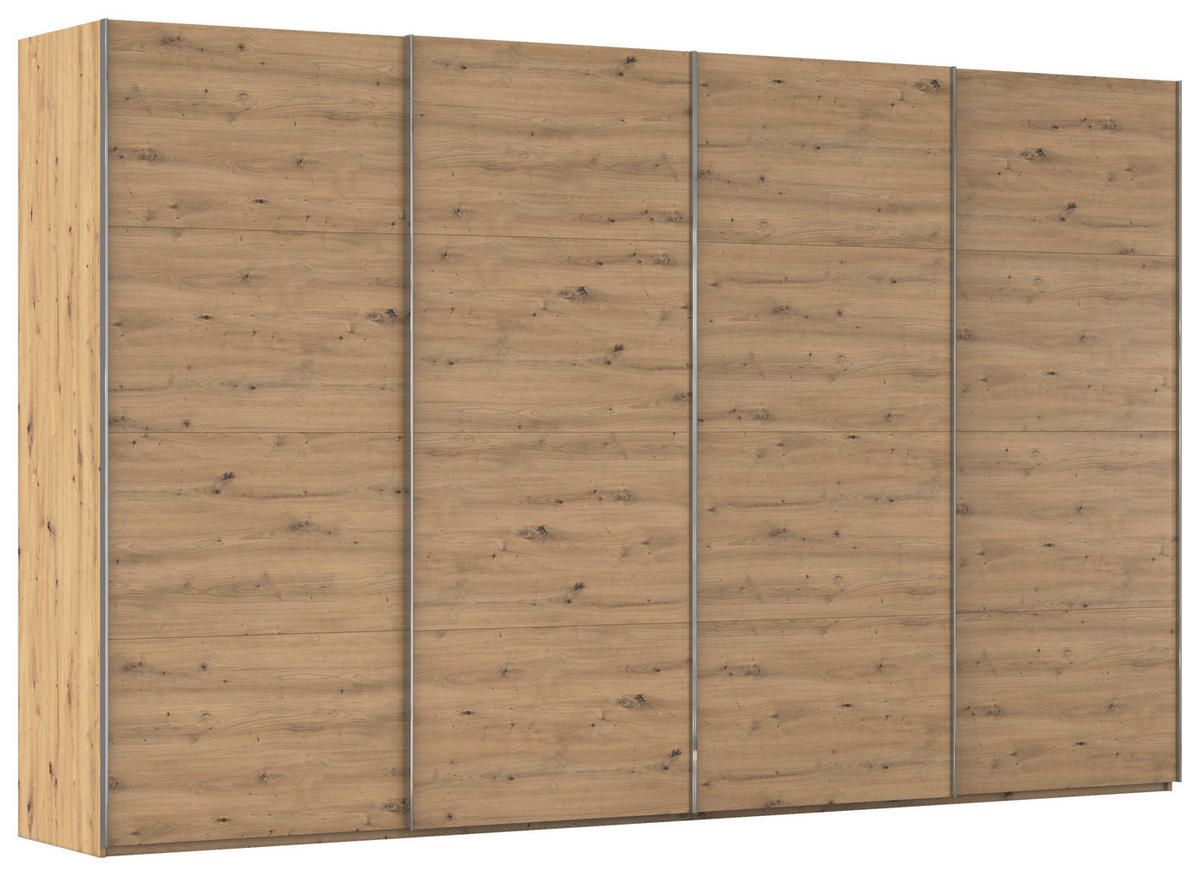 SCHWEBETÜRENSCHRANK 361/235/68 cm 4-türig Eiche Artisan  - Chromfarben/Eiche Artisan, Design, Holzwerkstoff/Metall (361/235/68cm) - Novel