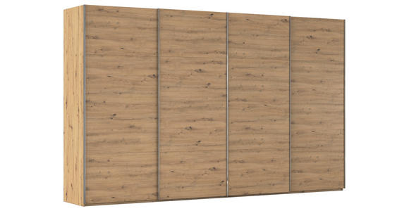 SCHWEBETÜRENSCHRANK  in Eiche Artisan  - Chromfarben/Eiche Artisan, Design, Holzwerkstoff/Metall (361/235/68cm) - Novel