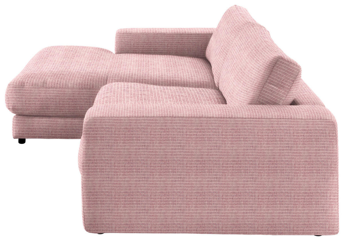 ECKSOFA in Chenille Rosa  - Schwarz/Rosa, Design, Kunststoff/Textil (190/270cm) - Lomoco