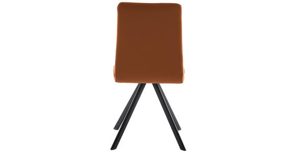 STUHL in Eisen Lederlook, Mikrofaser Metall, Textil - Cognac/Schwarz, MODERN, Textil/Metall (47/92/60cm) - Cantus