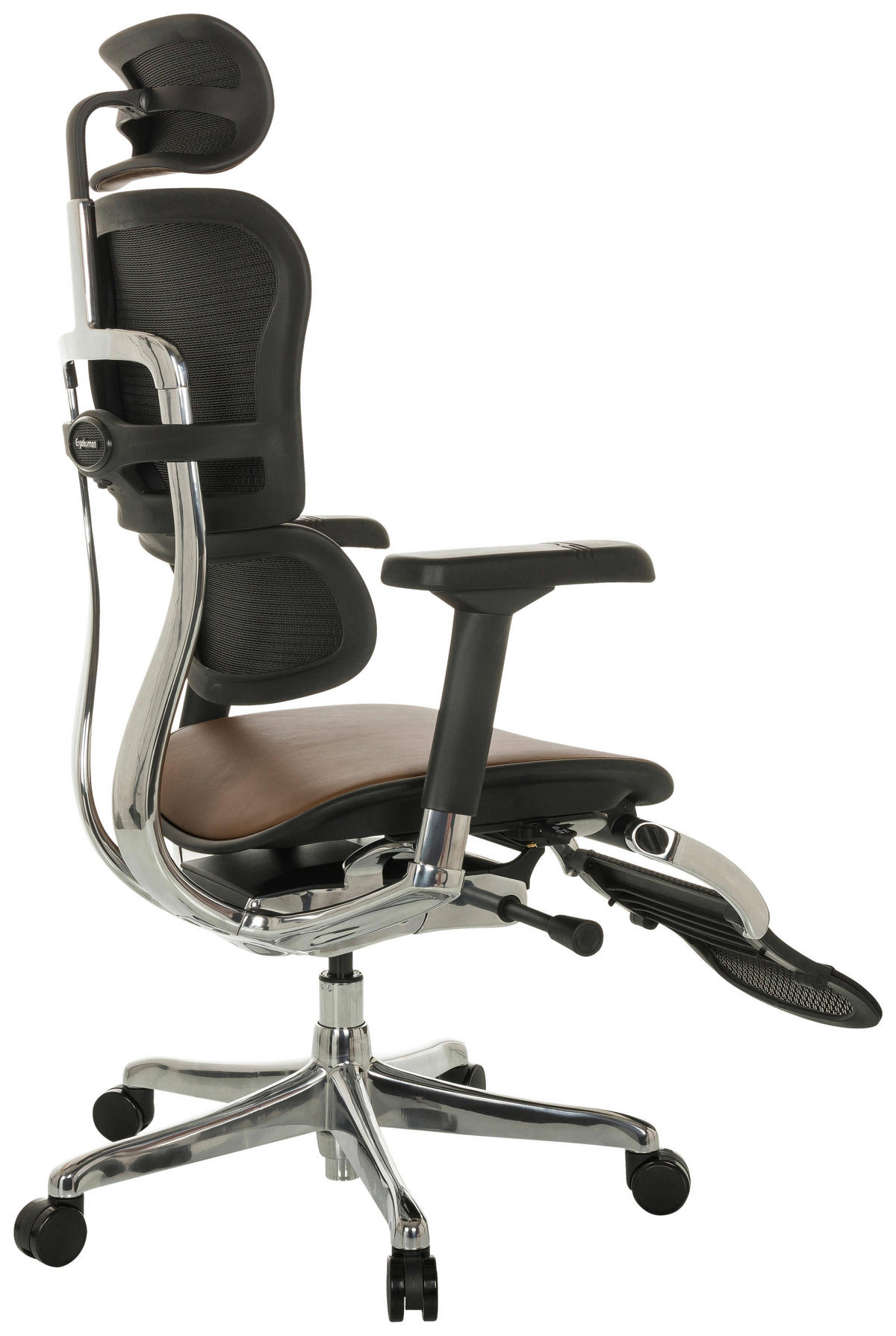 DREHSTUHL  in Braun  - Silberfarben/Schwarz, MODERN, Leder/Kunststoff (76/119 - 138/64cm) - MID.YOU