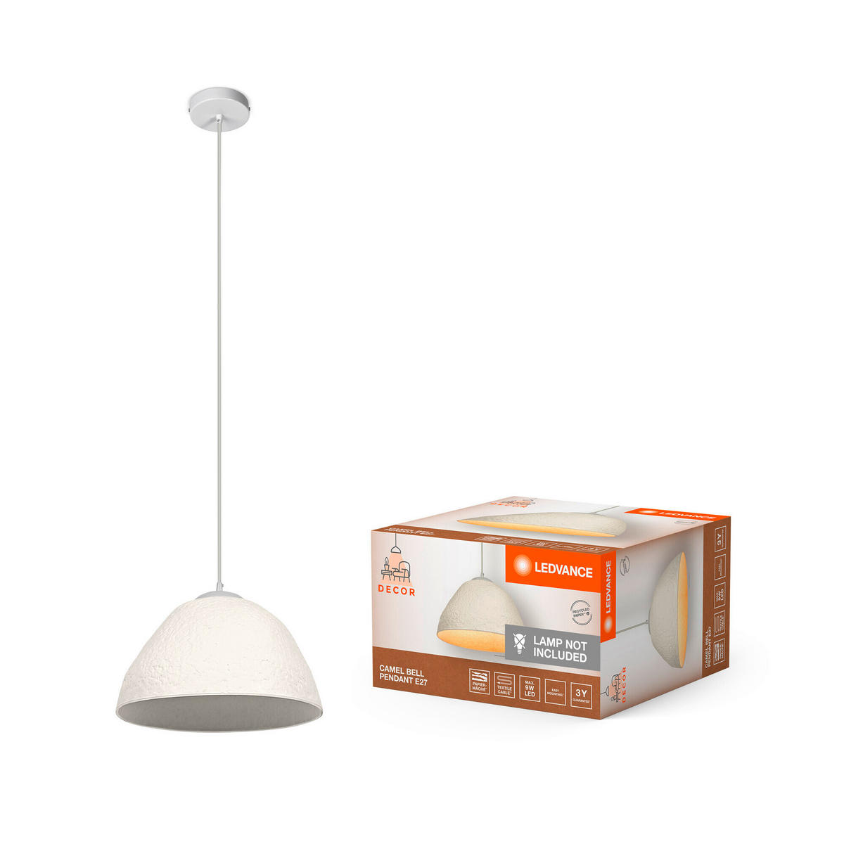 PENDELLEUCHTE 37,5/169 cm  - KONVENTIONELL, Papier/Metall (37,5/169cm) - Ledvance