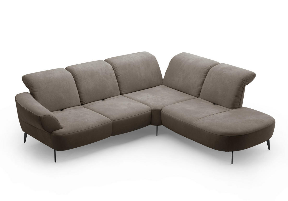 ECKSOFA DANCE E Schlammfarben Flachgewebe  - Schlammfarben/Schwarz, MODERN, Textil/Metall (302/270cm) - Sit & More