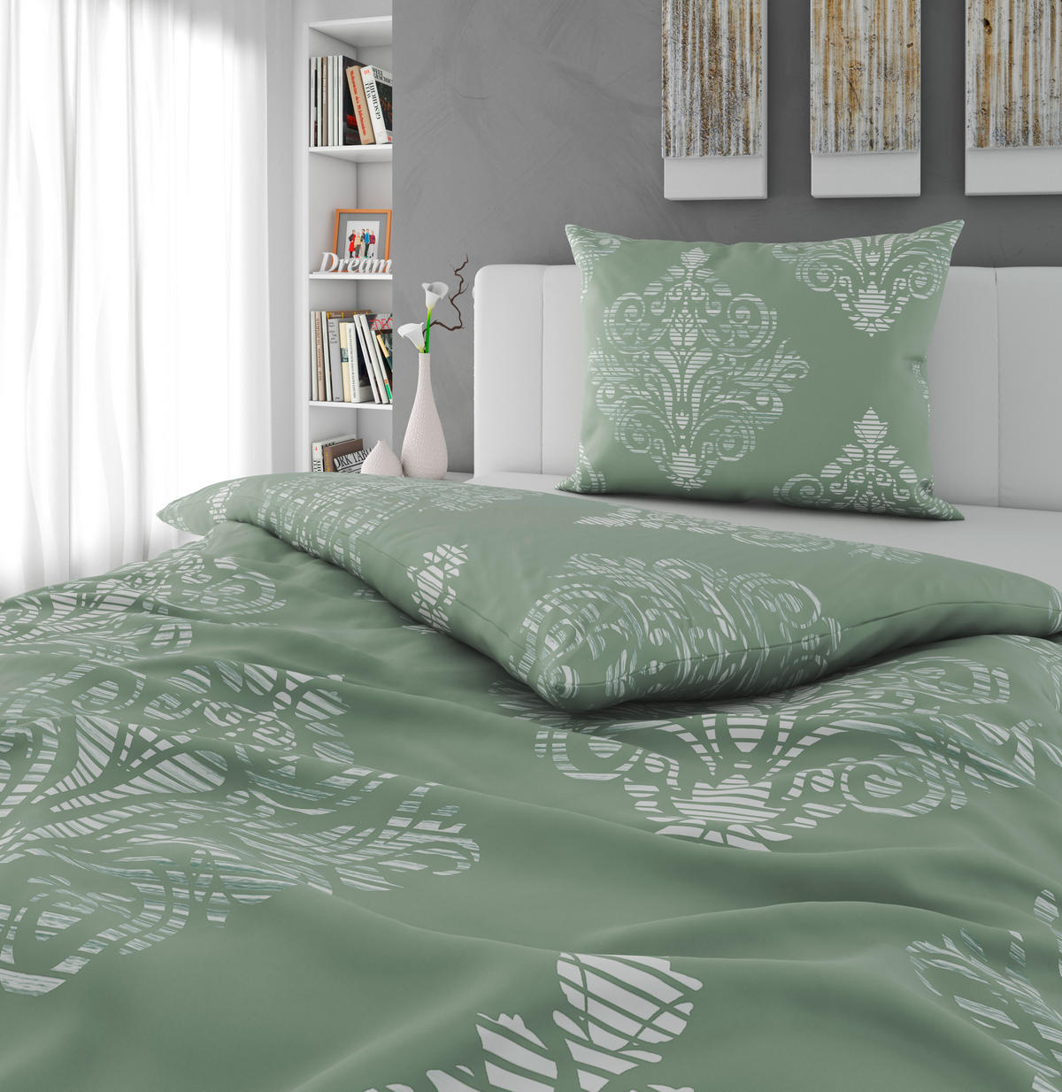 BETTWÄSCHE 2-teilig Satin 140/200 cm  - Grün, KONVENTIONELL, Textil (140/200cm) - Novel