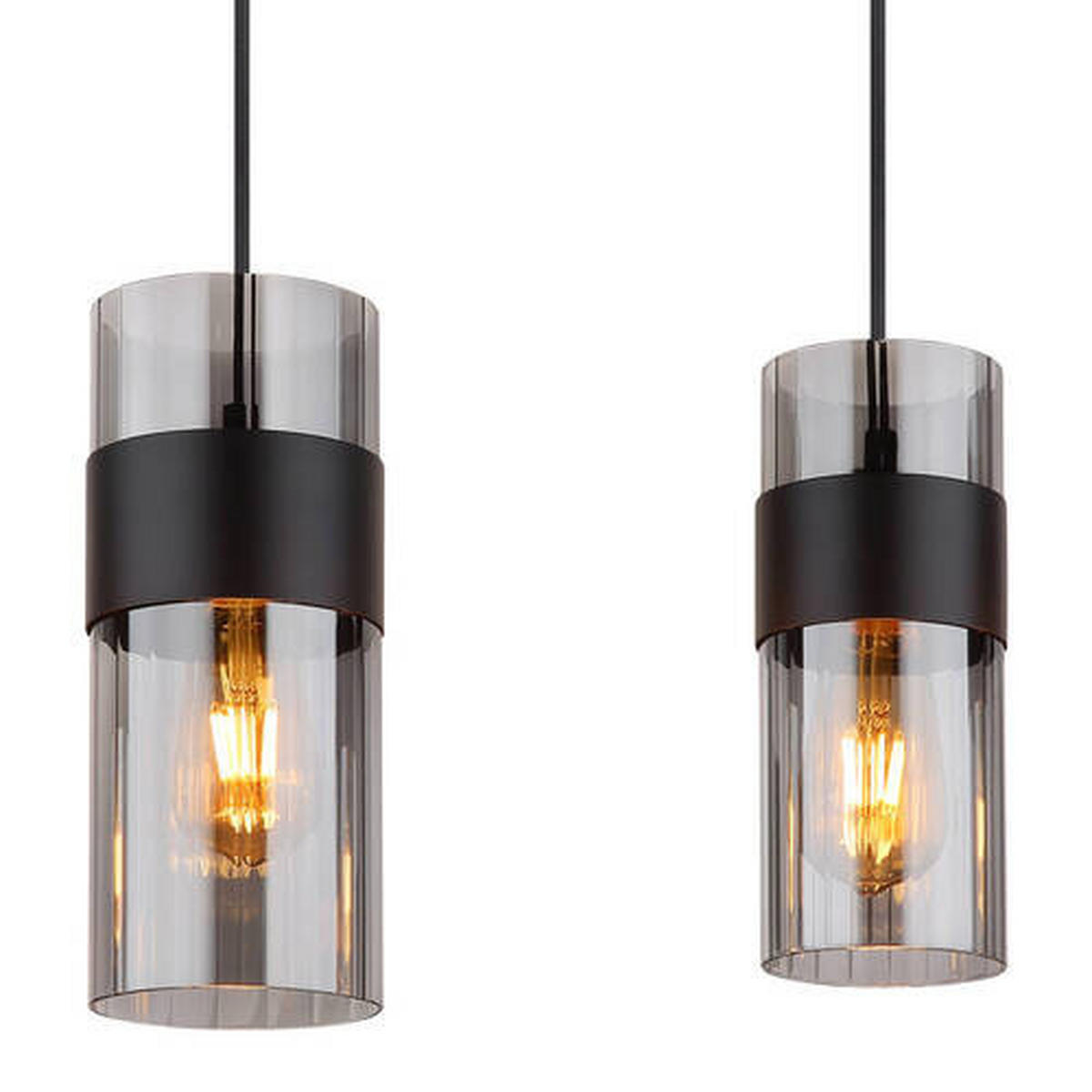 FÜGGŐLÁMPA 92/12,3/150 cm  - fekete, Design, Üveg/textil (92/12,3/150cm) - Globo