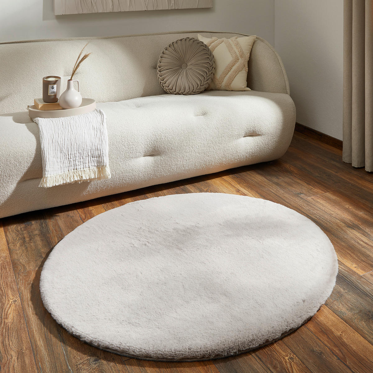 HOCHFLORTEPPICH 120 cm Lhasa Braun, Taupe rund  - Taupe/Braun, KONVENTIONELL, Textil (120cm) - Novel
