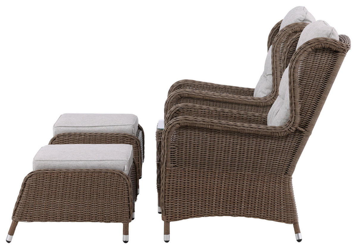 LOUNGEGARNITUR    - Beige/Braun, KONVENTIONELL, Kunststoff/Textil - Gardenson