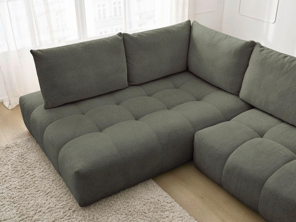 ECKSCHLAFSOFA EVEREST  mit Rücken echt, Armteil links, Armteil rechts Flachgewebe Grün  - Schwarz/Grün, MODERN, Kunststoff/Textil (320/212cm)