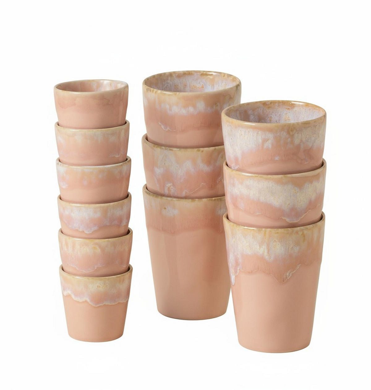 ESPRESSO & KAFFEEBECHERSET GRESPRESSO 12-teilig  - Altrosa, Basics, Keramik - Costa Nova