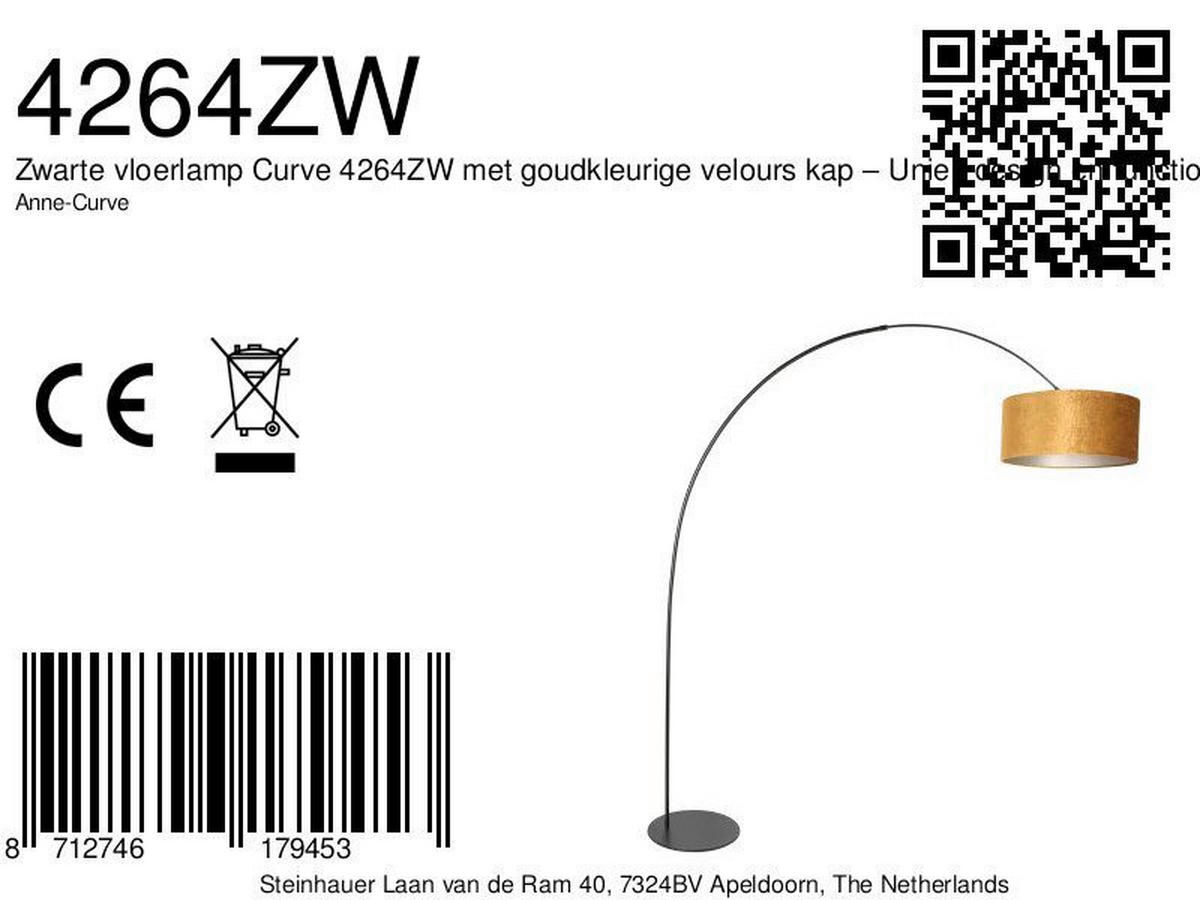 STEHLEUCHTE - Goldfarben/Schwarz, Trend, Textil/Metall (50/240/230cm)