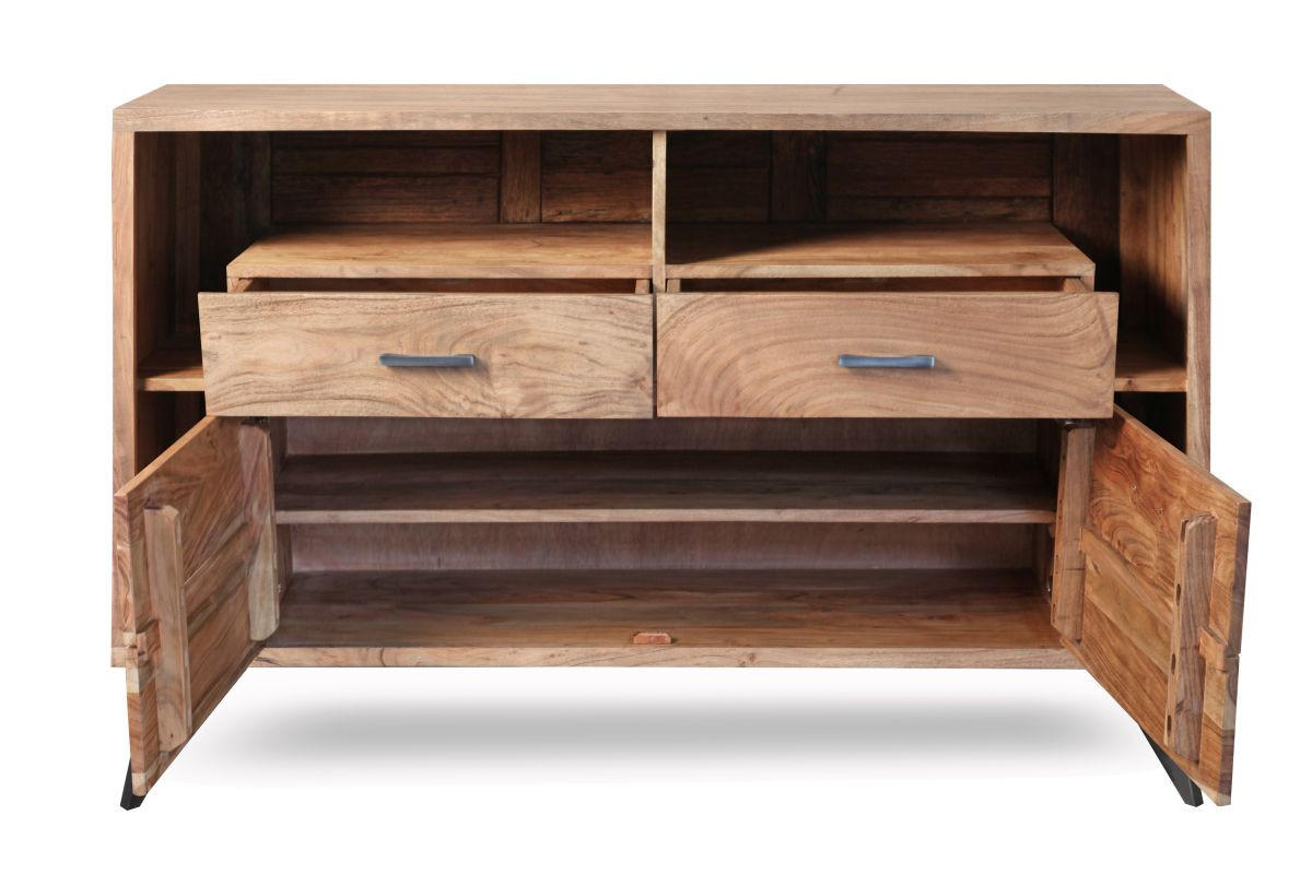 KOMODA, akácie, barvy akácie, 145/94/40 cm - černá/antracitová, Moderní, kov/dřevo (145/94/40cm) - Livetastic