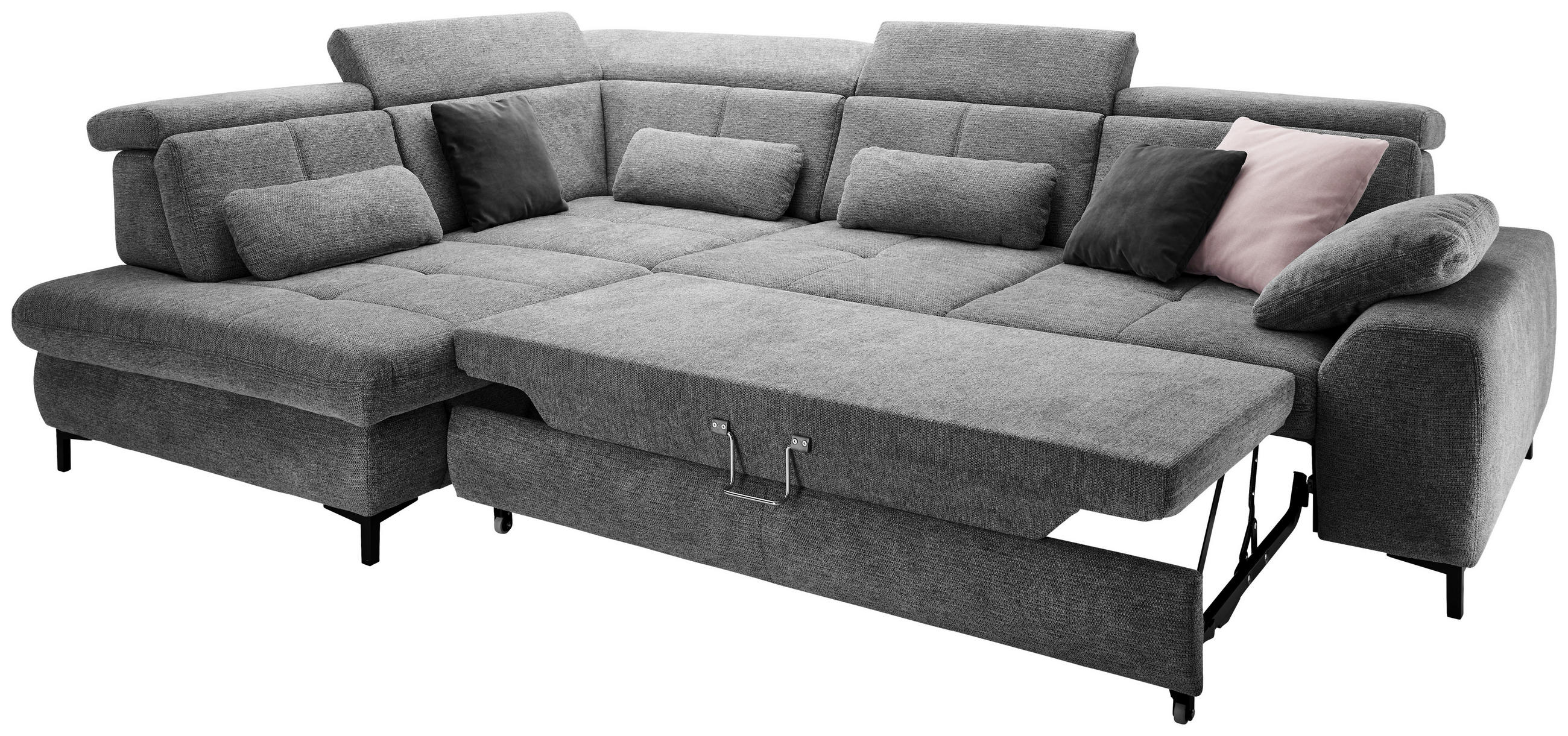 ECKSOFA Anthrazit Webstoff  - Anthrazit/Schwarz, KONVENTIONELL, Textil/Metall (220/314cm) - SetOne by Musterring