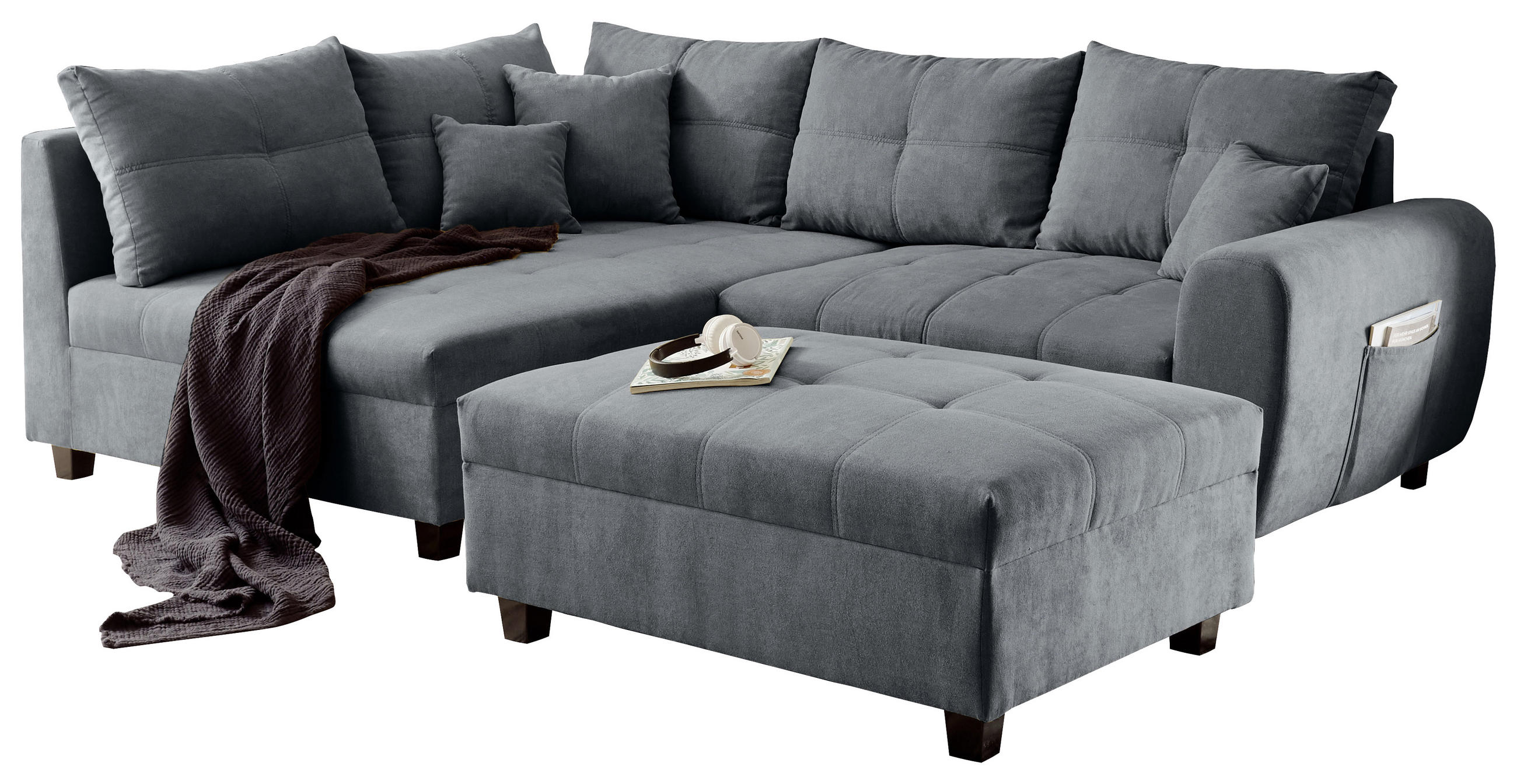 MID.YOU ROHOVÁ SEDAČKA, textil, kompozitní dřevo, antracitová