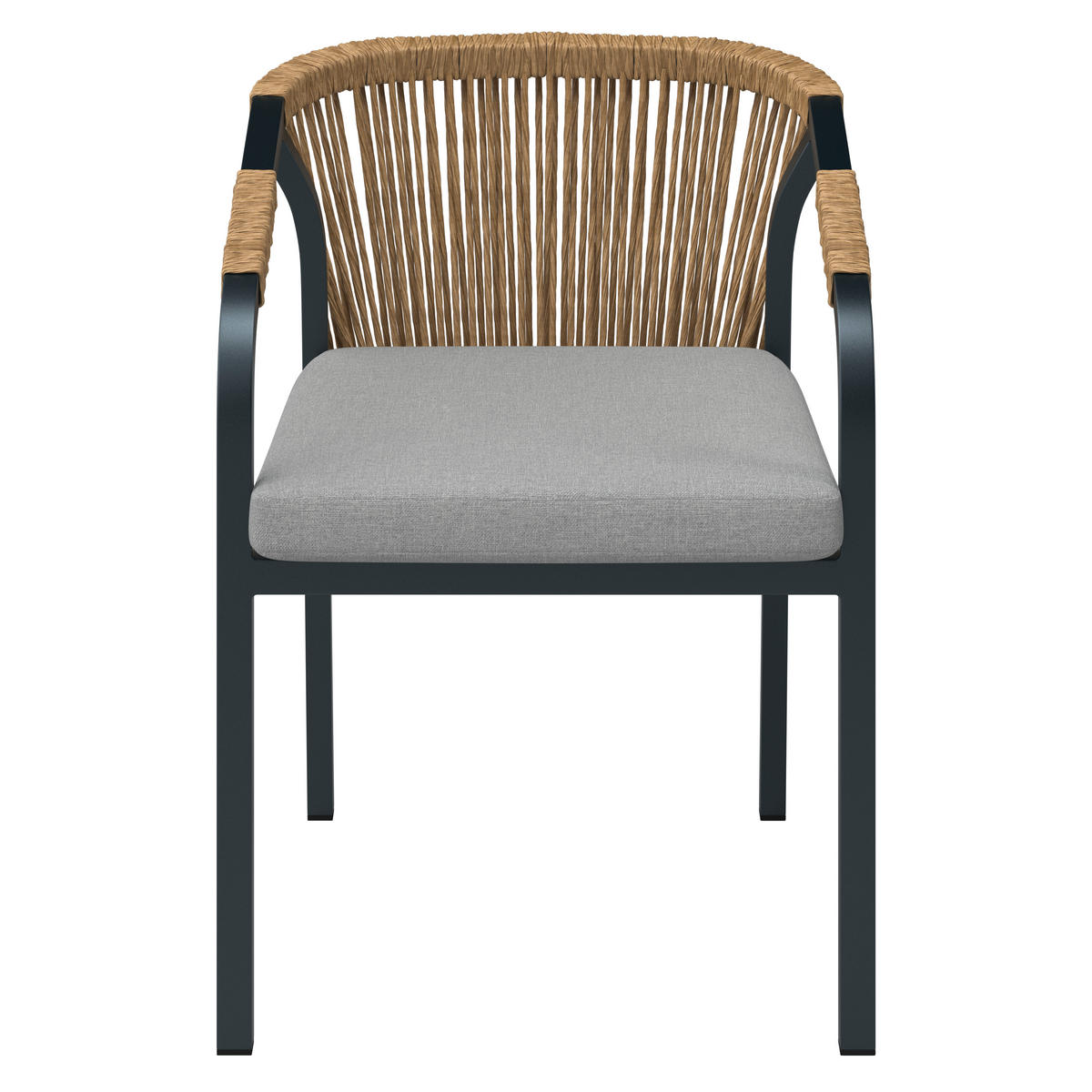 STAPELSESSEL Aluminium Anthrazit, Naturfarben, Hellgrau  - Anthrazit/Hellgrau, MODERN, Kunststoff/Textil (56/77/64cm) - Ambia Garden
