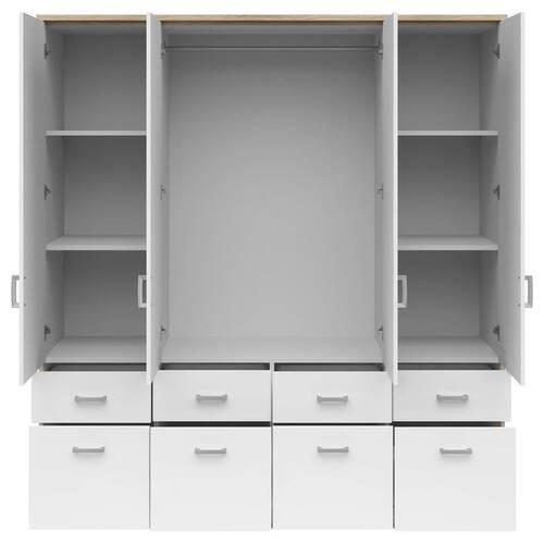 KLEIDERSCHRANK  in Weiß, Sonoma Eiche  - Silberfarben/Weiß, KONVENTIONELL, Glas/Holzwerkstoff (181/199/58cm) - Boxxx